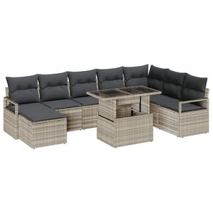 vidaXL Tuin Sofa Set met kussen 9 pcs Lichtgrijs