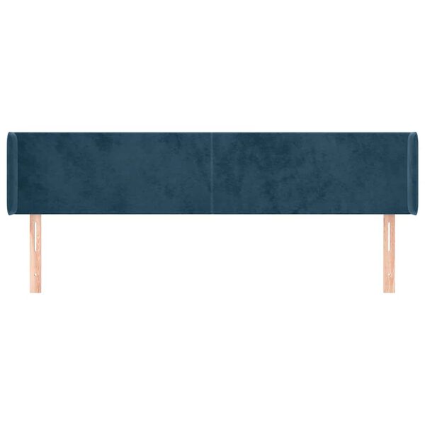 vidaXL Hoofdbord met randen 163x16x78/88 cm fluweel donkerblauw