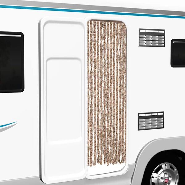 vidaXL Vliegengordijn 56x185 cm chenille beige en donkerbruin