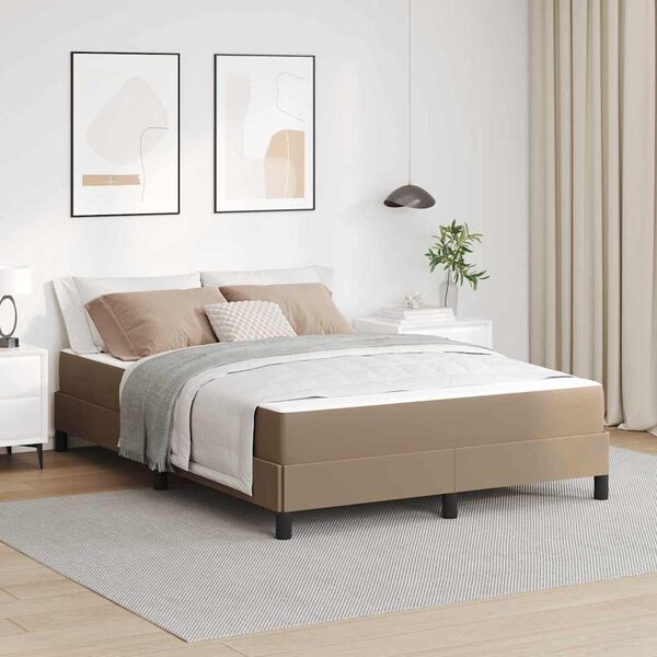 vidaXL Bedframe met matras Cappuccino 140 x 190 cm Stof