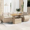 vidaXL 6-delige Loungeset met kussens poly rattan beige