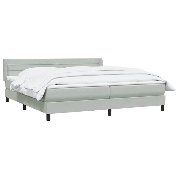 vidaXL Boxspring met matras fluweel lichtgrijs 180x220 cm