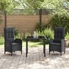 vidaXL Tuin eettafelset met kussen 3 pcs Zwart poly rattan