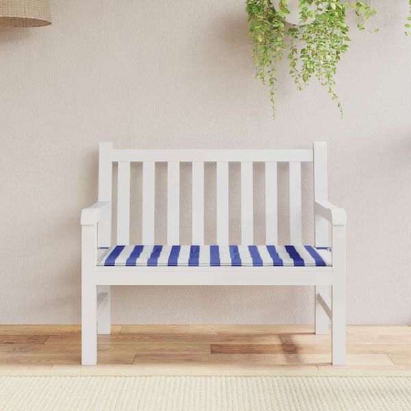 vidaXL Tuinbankkussen gestreept 120x50x4 cm oxford stof wit en blauw
