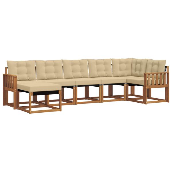 vidaXL Buiten bankenset met kussen 7 pcs Natuurlijk en Beige