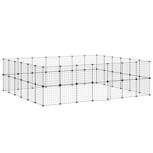 vidaXL Huisdierenkooi met deur 52 panelen 35x35 cm staal zwart