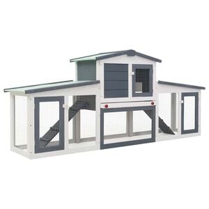 vidaXL Konijnenhok voor buiten groot 201x45x85 cm hout grijs en wit