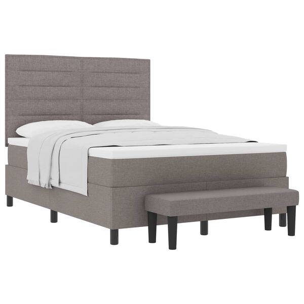 vidaXL Boxspringbed met hoofdeinde Taupe 140 x 200 cm Stof