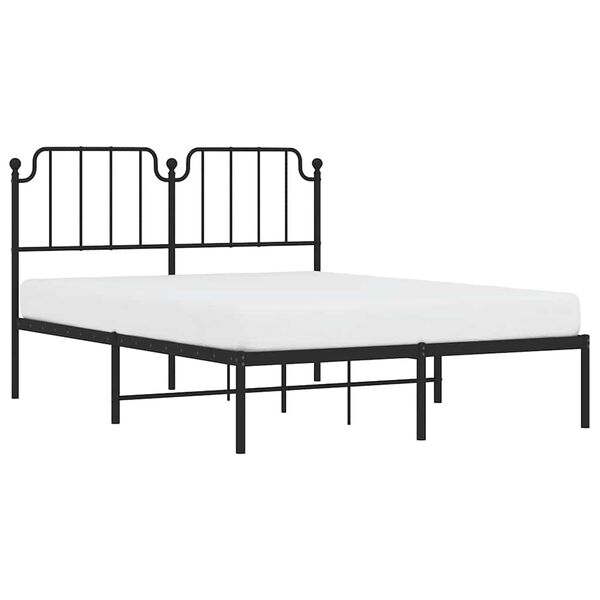 vidaXL Bedframe met hoofdbord metaal zwart 150x200 cm