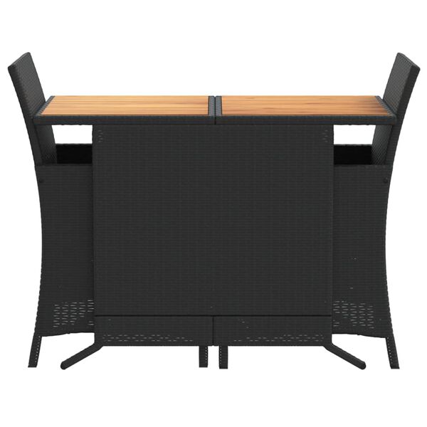 vidaXL 3-delige Bistroset met kussens poly rattan zwart