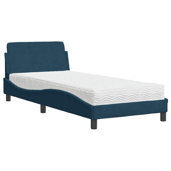 vidaXL Bed met matras "Dover" fluweel blauw 90x200 cm