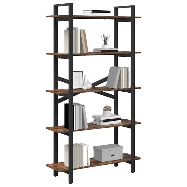 vidaXL Boekenkast Gerookt eiken 100 x 33,5 x 178 cm Bewerkt hout