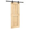 vidaXL Schuifdeur Naturel en Zwart 80 x 210 cm Massief Grenenhout