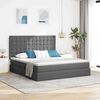 vidaXL Opbergbed met LED met matras Donkergrijs 180 x 200 cm Polyester