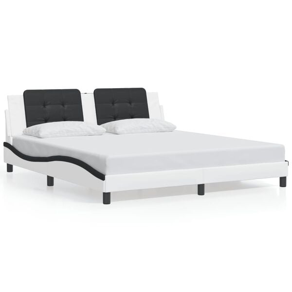 vidaXL Bedframe zonder matras "Zadar" kunstleer wit en zwart 180x200 cm