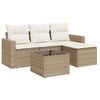 vidaXL 5-delige Loungeset met kussens poly rattan beige