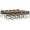 vidaXL 11-delige Tuinset met kussens poly rattan grijs