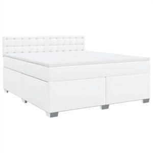 vidaXL Boxspring met matras kunstleer wit 180x200 cm