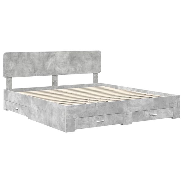 vidaXL Bedframe met hoofdeinde Beton Grijs 180 x 200 cm Bewerkt hout