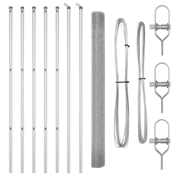 vidaXL Afrasteringspaal Zilver 25 x 1,5 m (19 x 19 mm gaas) Staal