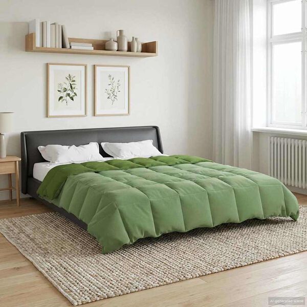 vidaXL Vol jaar dekbed Gekwilt Groen 220 x 240 cm Microfiber