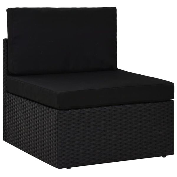vidaXL 5-delige Loungeset met kussens poly rattan zwart