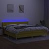vidaXL Boxspring met matras en LED stof groen 200x200 cm