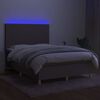 vidaXL Boxspring met matras en LED stof taupe 140x190 cm