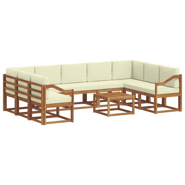 vidaXL Buiten bankenset met kussen 10 pcs Natuurlijk en Cr&egrave;me
