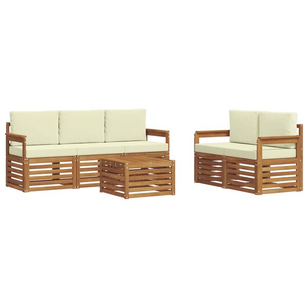 vidaXL Sofa-Sets 6 pcs Natuurlijk en Cr&egrave;me Massief Acaciahout