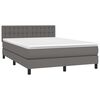 vidaXL Boxspring met matras en LED kunstleer grijs 140x190 cm