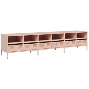 vidaXL Tv-meubel 202x39x43,5 cm koudgewalst staal roze