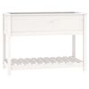 vidaXL Plantenbak met schap 111,5x54x81 cm massief grenenhout wit