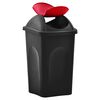vidaXL Vuilnisbak met schommeldeksel 60 L zwart en rood