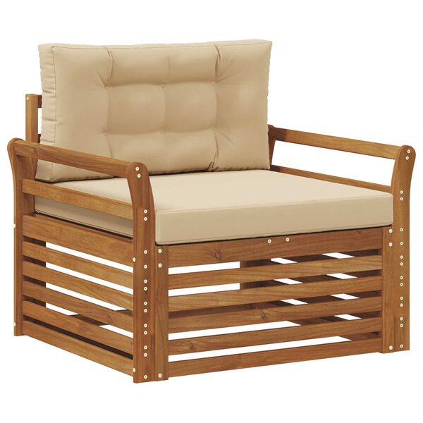 vidaXL Buiten bankenset Massief Acaciahout en Polyester Naturel