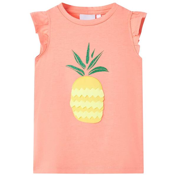 Kindershirt 116 neonkoraal