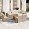 vidaXL 9-delige Loungeset met kussens poly rattan beige