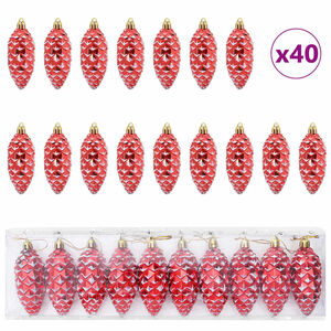 vidaXL Kerstdennenappeltje 40 pcs Rood