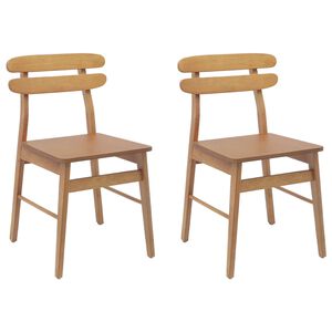 vidaXL Eetkamerstoel 2 st Massief Rubberhout Naturel