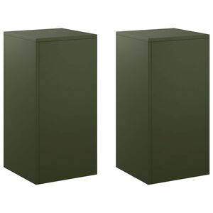 vidaXL Plantenstandaard 2 pcs Olijfgroen 30 x 30 x 60 cm Staal