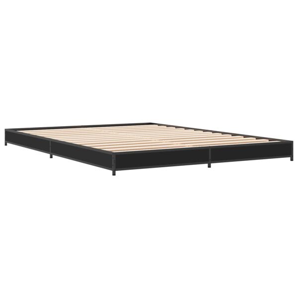 vidaXL Bedframe bewerkt hout metaal zwart 120x190 cm