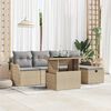 vidaXL Tuin Sofa Set met kussen met opslag 6 pcs Beige Poly riet