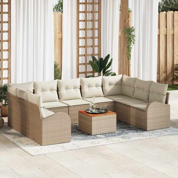 vidaXL Tuin Sofa Set 10 pcs Beige en wit