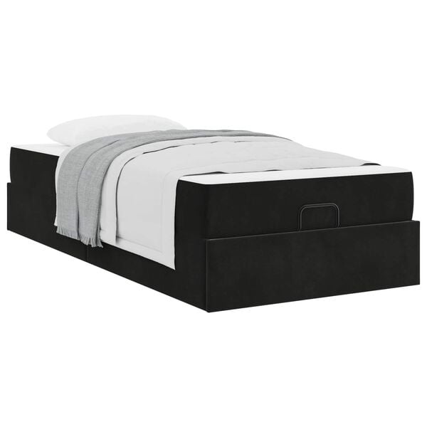 vidaXL Bedframe met matras met matras 2 pcs Zwart Fluweel
