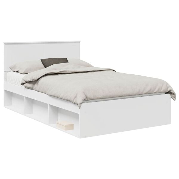 vidaXL Bedframe met hoofdeinde Wit 120 x 200 cm Massief grenenhout