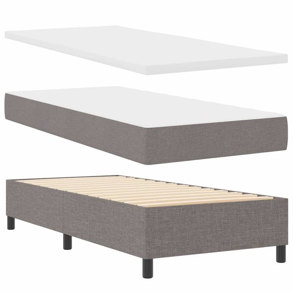 vidaXL Boxspringbed met matras met hoofdeinde Taupe 90 x 200 cm Stof