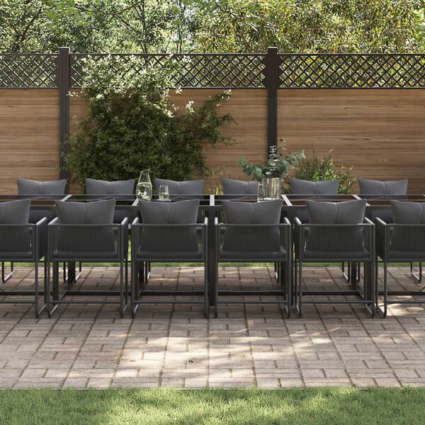 vidaXL Tuin eettafelset 17 pcs Zwart Staal