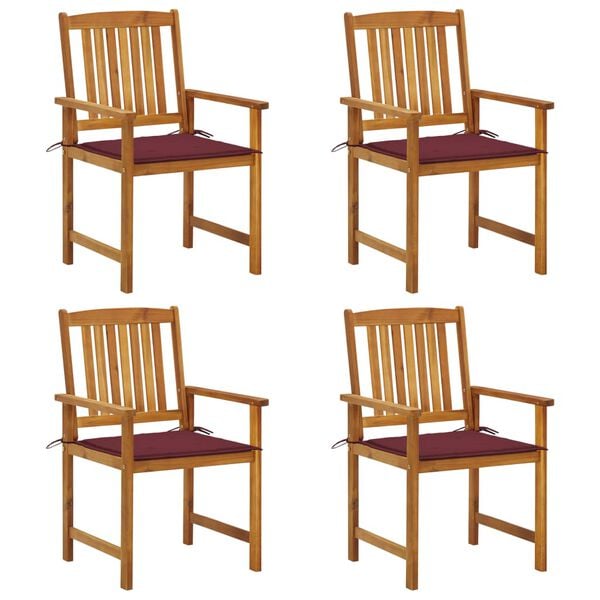 vidaXL Tuinstoelen 4 st met kussens massief acaciahout