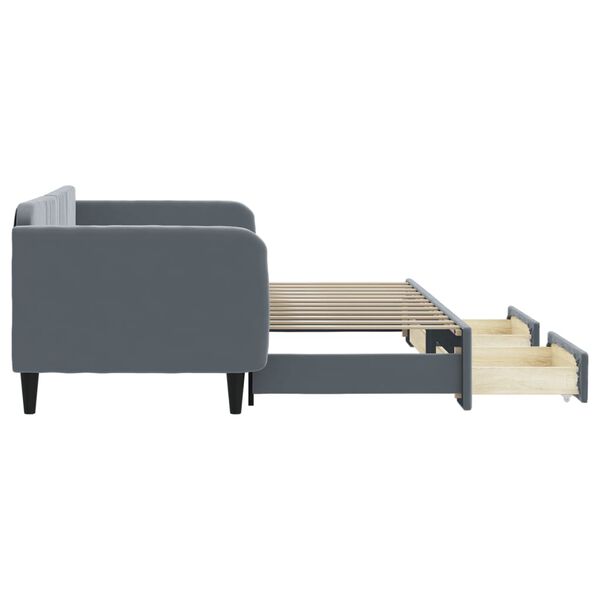 vidaXL Slaapbank onderschuifbed en lades 90x200 cm fluweel donkergrijs