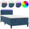 vidaXL Boxspring met matras en LED fluweel donkerblauw 100x200 cm